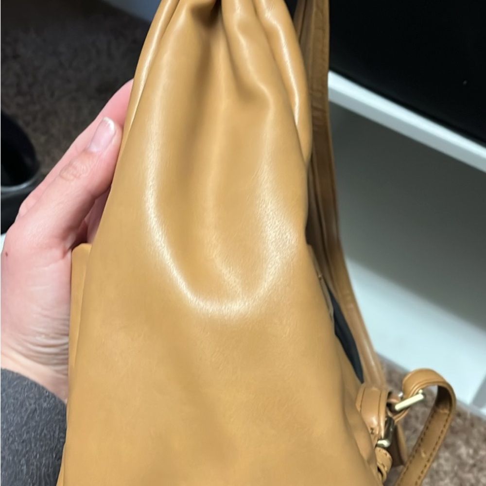 Chic Tan Leather Backpack - image 3